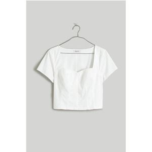 NWT Madewell Womens Poplin Hook Front Top 6 Organic Cotton Corset White